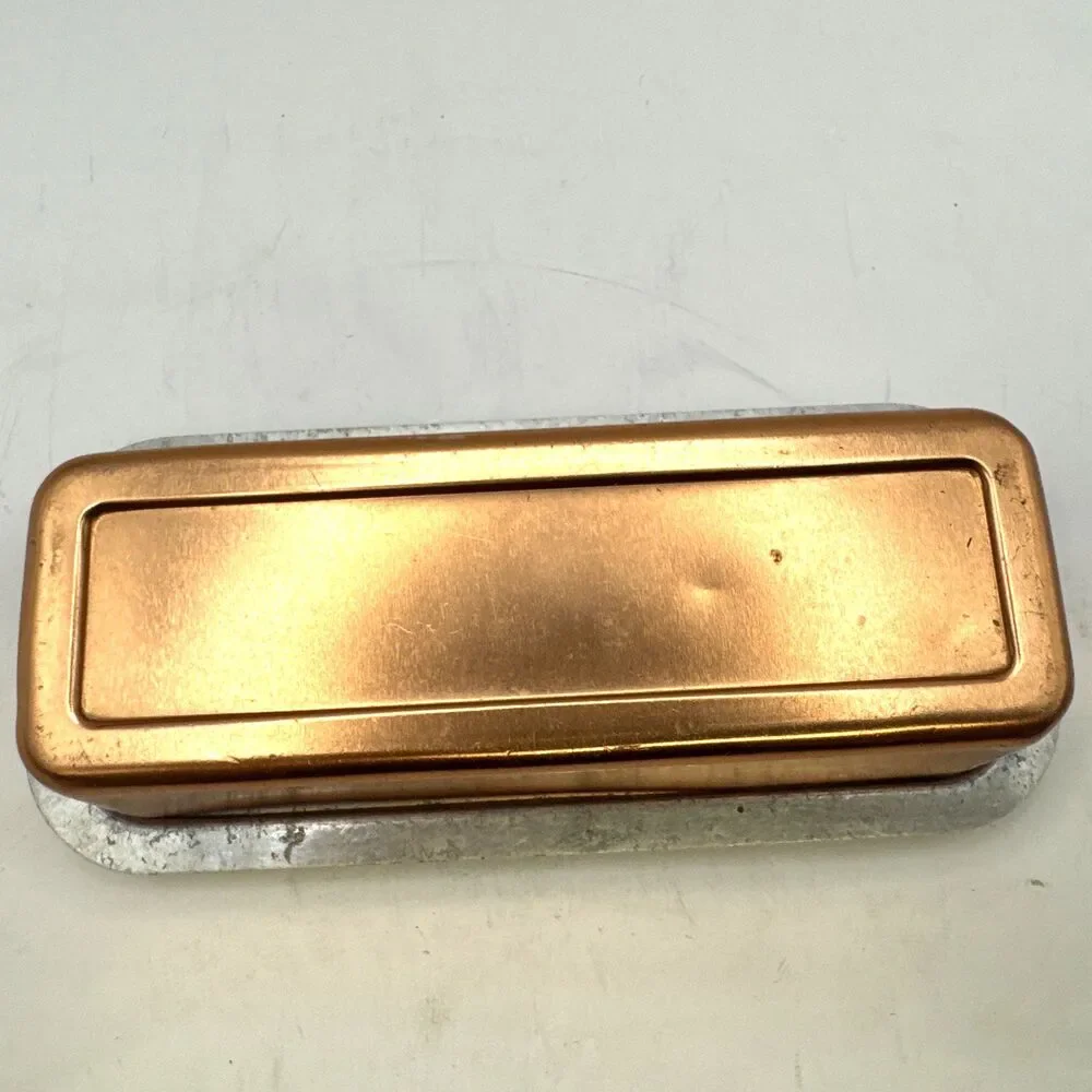 Vintage Copper Covered Butter Dish tin bottom